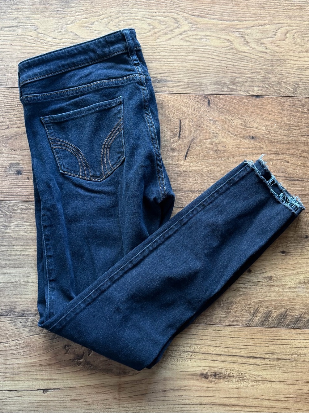 Hollister Black Skinny Jeans with Frayed Hem